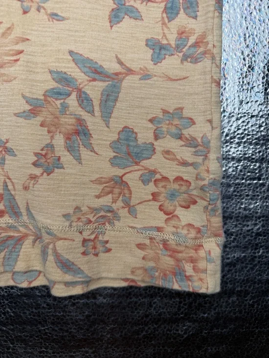 Lauren Ralph Lauren Cream Floral Henley Tee with Pink & Blue Accents - Picture 4 of 7